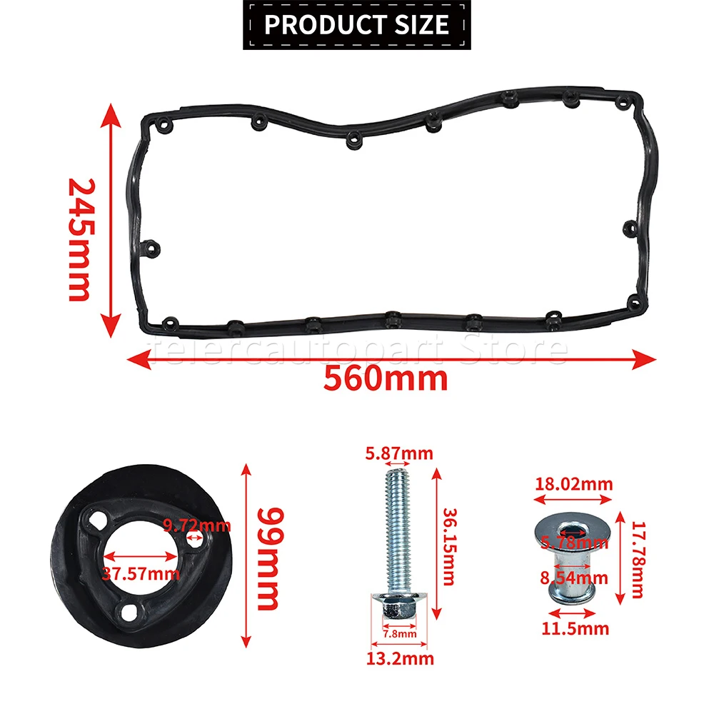 Kit Guarnizione Coperchio Valvole Per VW Touareg E Transporter T5 2.5 TDI – 070103469A, 16 Viti E Dadi, Anello Di Tenuta