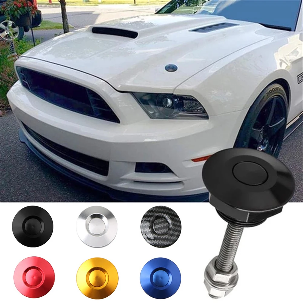 2PCS Push Button Quick Release Hood Pins Lock Clip Car Bumper