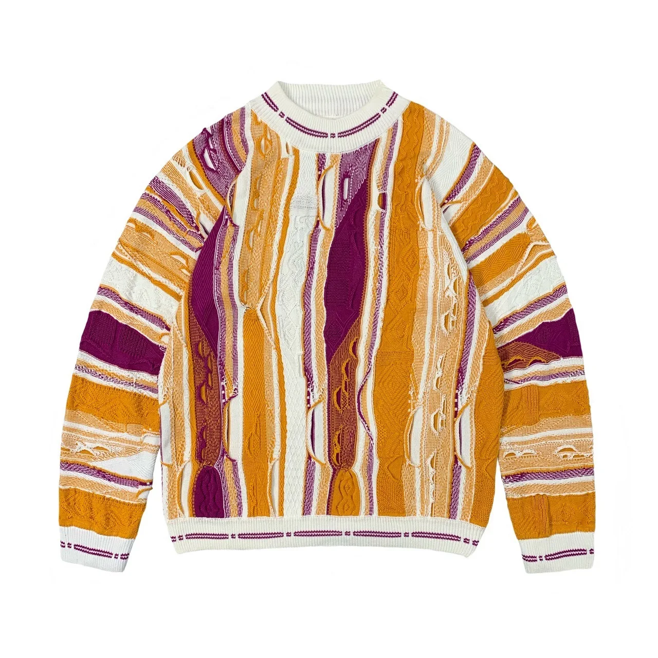 PFNW High Quality Pullover Knit Sweater Bittersweet Pattern Three-dimensional Wave Color Collision Ethnic Style Sweaters 12C1474 4