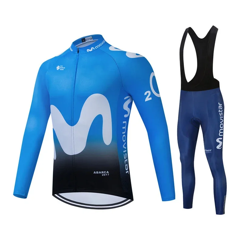 Movistar Breathable Ropa Ciclismo Hombre 2025 Team Triathlon Cycling Jersey Set MTB Long Sleeve Bicycle Bib Pants Set Bike Wear 3