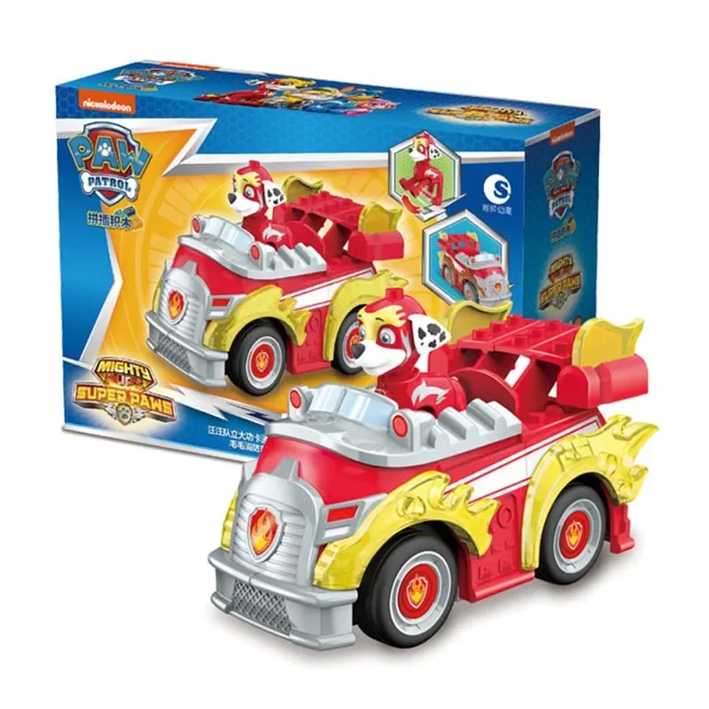 Anime Original Paw Patrol Cars Rescue Mighty Super Building Blocks Toys for Children Christmas Gift