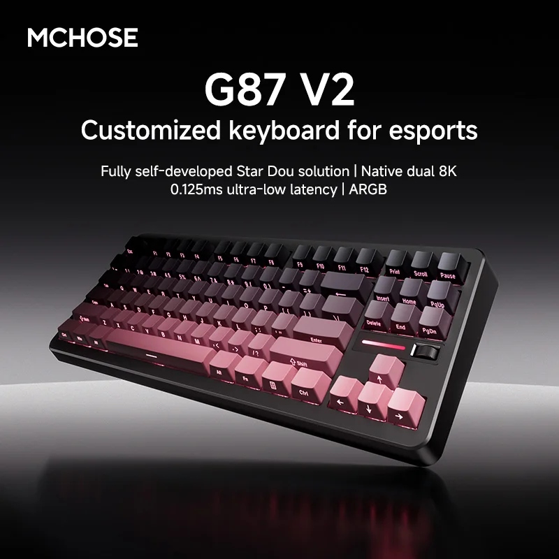 MCHOSE G87 V2 기계식 키보드 87키 레이아웃 듀얼 8K 저지연 USB/BT/2.4G 무선 키보드 PC e스포츠 게이밍 키보드
