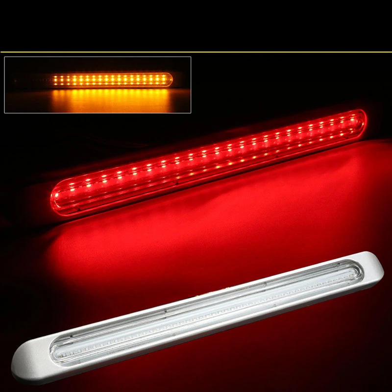 

72 LED 12V/24V Truck Rear Tail Light Stop Brake Lamp Amber Flowing Turn Signal Light Clear lens for Trailer Caravan Lorry Pickup
