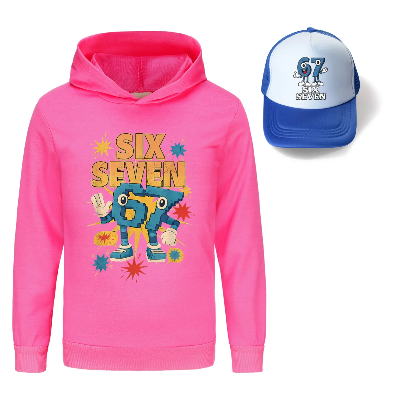Steal A BrainRot Clothes  소녀 스웨트 셔츠 67 Six Seven Kids 캐주얼 후드티 아동용 긴 소매 아웃웨어 소년 스웨터+모자