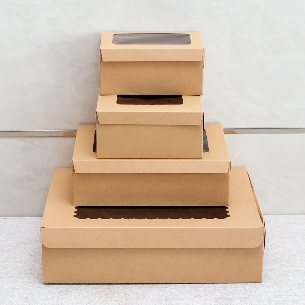 10Pcs Kraft Paper Cupcake Packing Boxes with Clear Window, Cardboard Cake Muffin Cookie... - SKU KPCB1209 - UGI Packaging