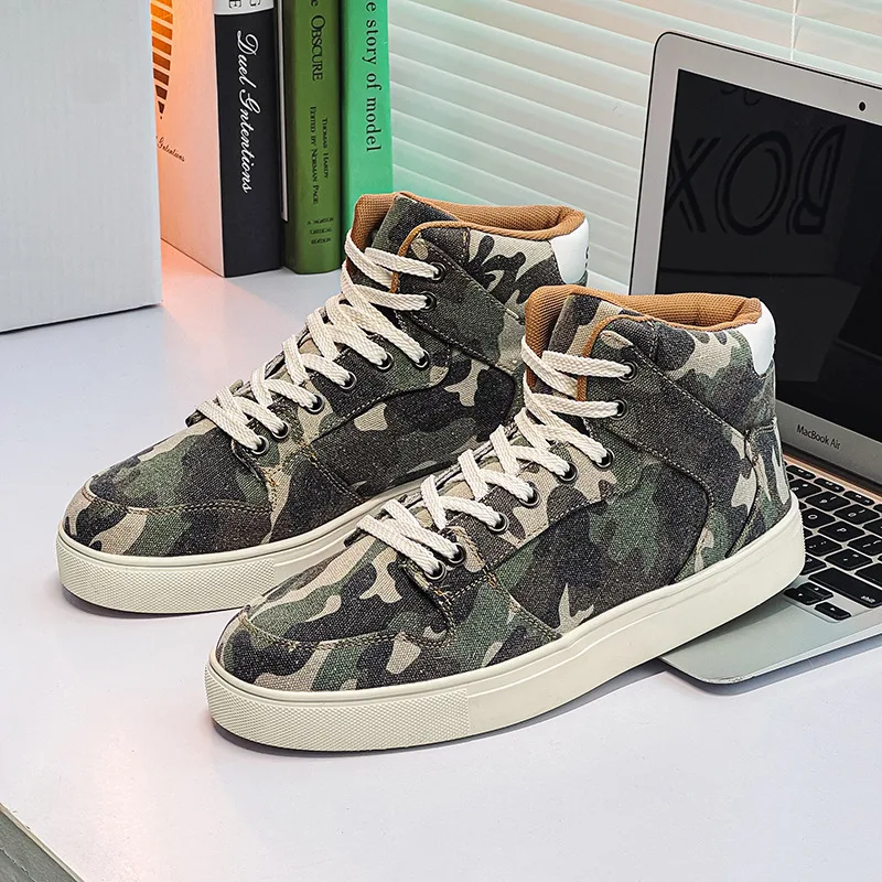 

Camouflage Men's Canvas Sneakers 2023 New Arrivals Men High Top Sneakers Fashion Platform Mens Vulcanized Sneakers Plus Size 47