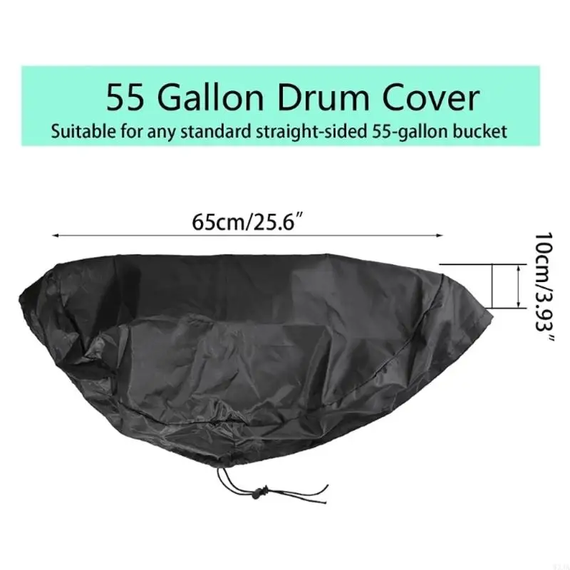 W3JA 55 Gallon Drum Cover Decorative Dustproof Waterproof Covers Accessory for Indoor Outdoor Round Bucket Accessory