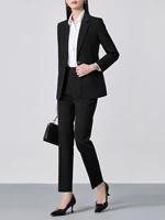 Single-Breasted Notch Lapel Suit Set: Slim-Fit Blazer & Formal Trousers, Minimalist Commuter Style with Elegant Sophistication - Image 4