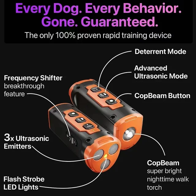 S7f2a0e14d91140c1874b8ace1e22e9b5g.jpg Pet Dog Repeller Ultrasonic Dog Training Device Rechargeable Anti Dog Bark Stop Barking Deterrent Device With LED Flashlight