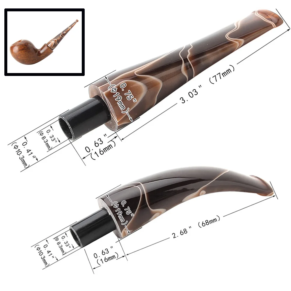 Tobacco pipe mouthpiece 1pc smoking accessories tobacco pipe tobacco smoking accessories smoking pipe Tenon outer diameter 10.3mm Stem outer diameter 19mm Curved or straight stem
