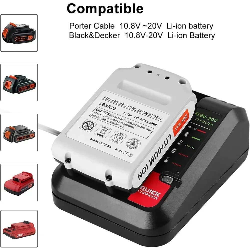 18V Replacement Lithium Battery Charger for Black and Decker