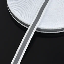 Reflective Nylon Webbing Fluorescent Safety Ribbon - 10 Yards, 10mm Wide (White)