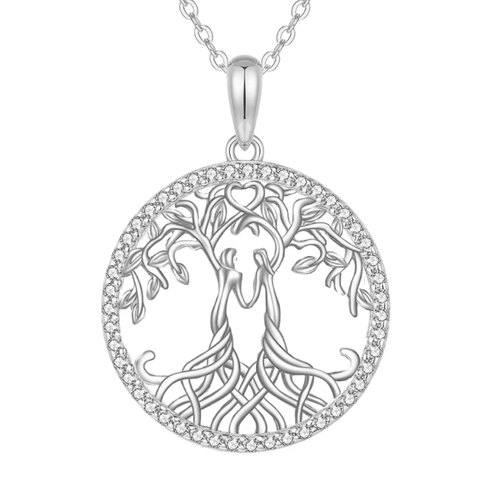 2 Pieces Tree of Life Sisters Necklace for Women, Sterling Silver Sisters  Pendant Necklace of Family Tree Pendant Necklace, 18