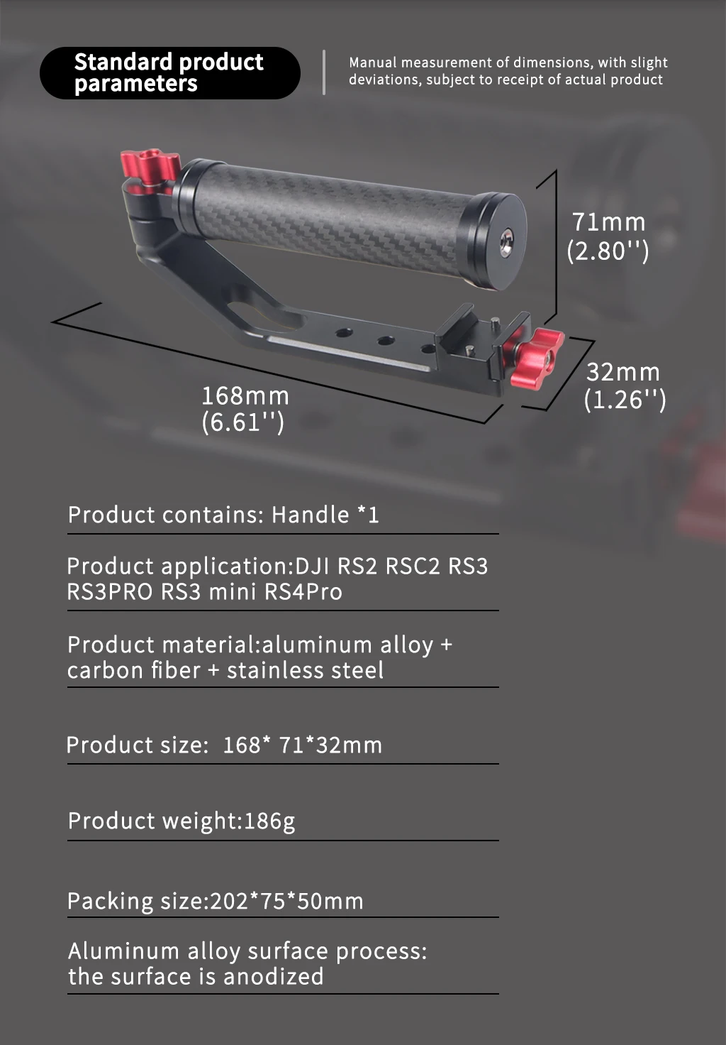 Carbon Fiber Gimbals Seite Griff Sling Grip Rutsche Clamp Gear Lock Halterung für DJI Ronin RS4 RS3 RS2 Pro Mini Stabilisator L Halterung – Detail 9