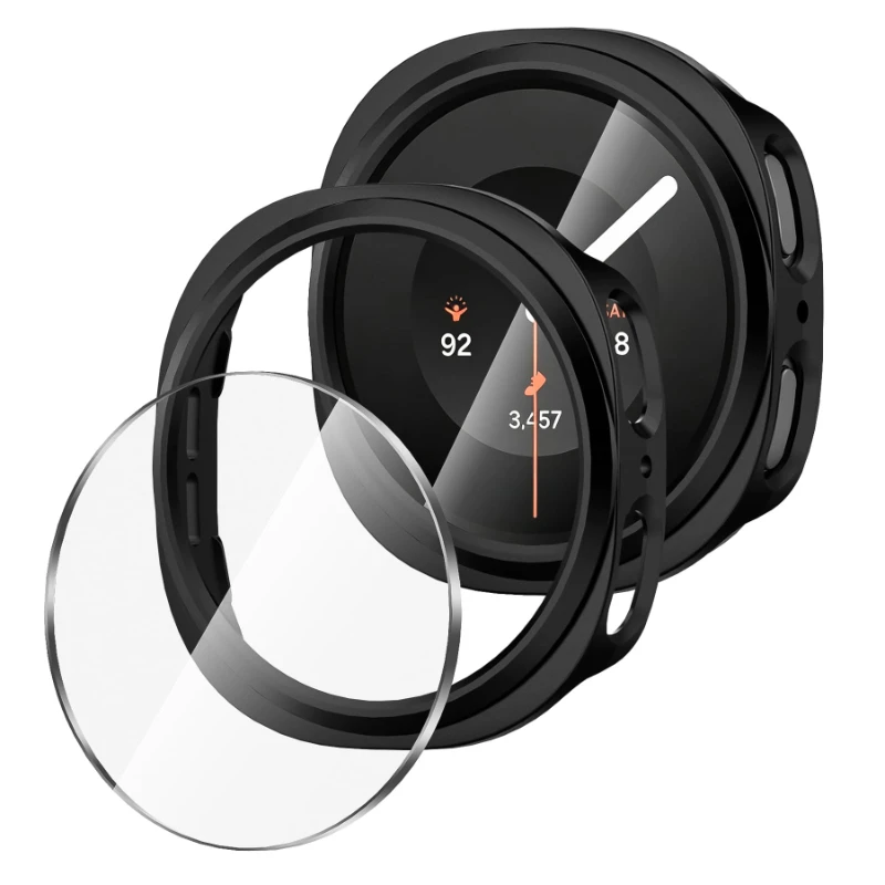 Premium Tempered Glass + PC Protective Bumper Case for Smartwatch - Full Coverage, Durable Guard