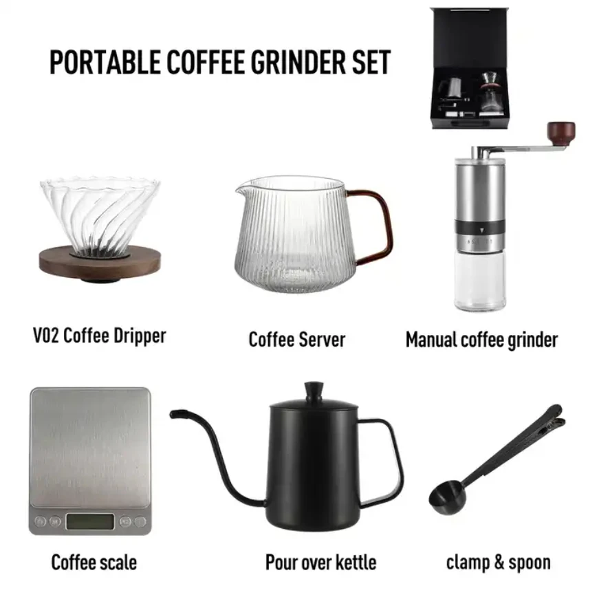Portable Outdoor Prosstional coffeeware Six-Piece Set Home American Hand Brewing Coffee Pot Tools Gift Gifts