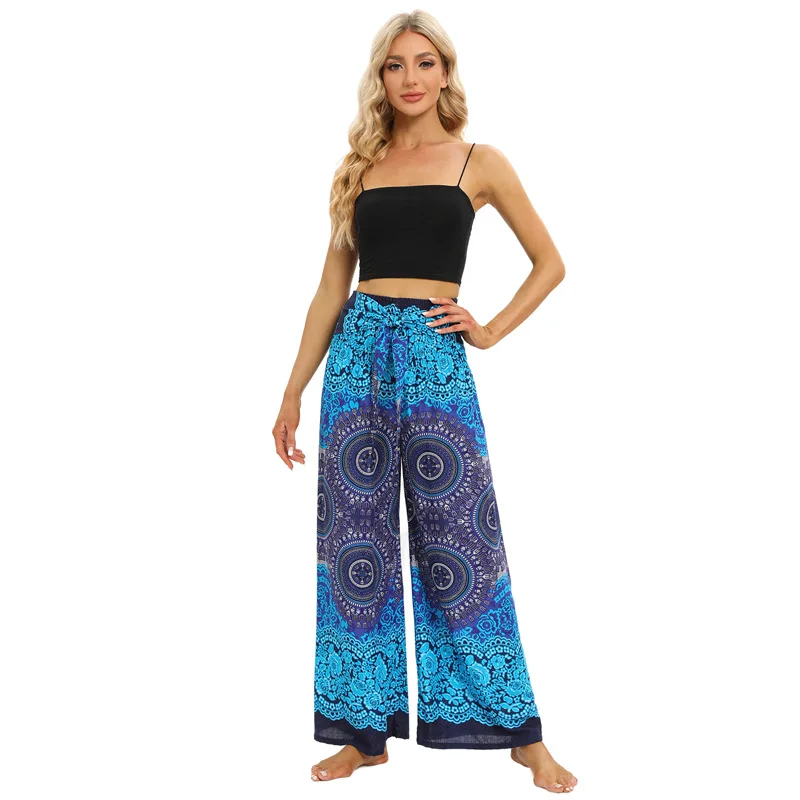 Weites Bein Yoga Boho Palazzo Hose Hose mit Taschen Haremshose Overall Hippie Kleidung Böhmen – Detail 8