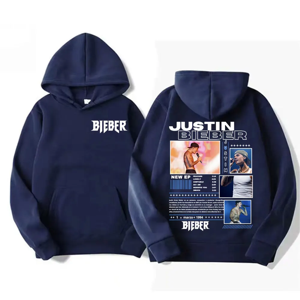 Rapper Justin Bieber Tour Graphic Hoodies Men's Clothing Hip Hop Punk Pop Music Sweatshirt Unisex Casual Fleece Oversized Hoodie 2