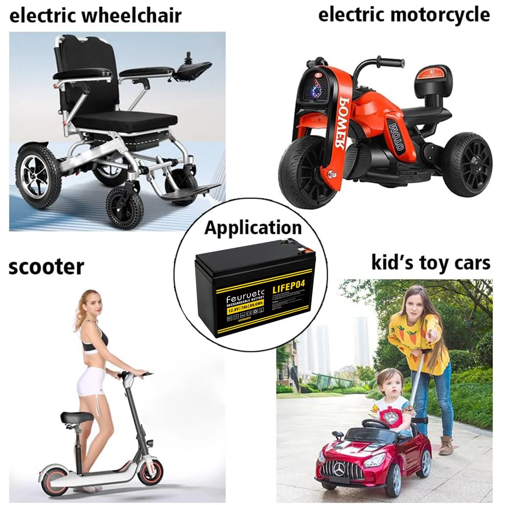 12V 7Ah LiFePO4 lithium Battery, 2PCS,2000+ Cycles Lithium Iron Phosphate Rechargeable Battery for Small UPS, Power Wheels