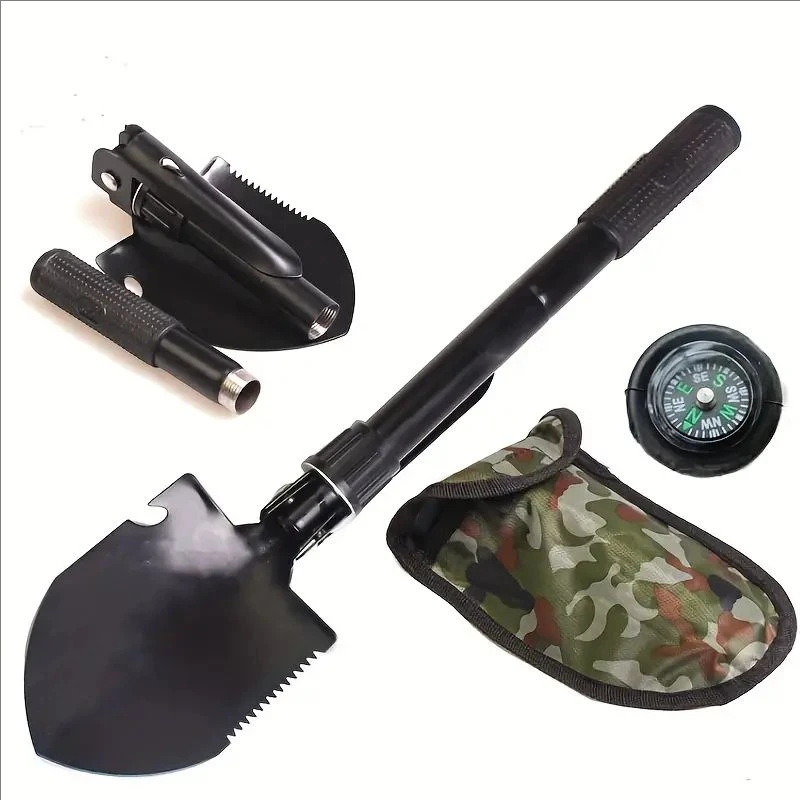 Multifunctional garden shovel for camping, suitable for camping/fishing/wild survival, etc. Shovel. Pickaxe and hoe three-in-one