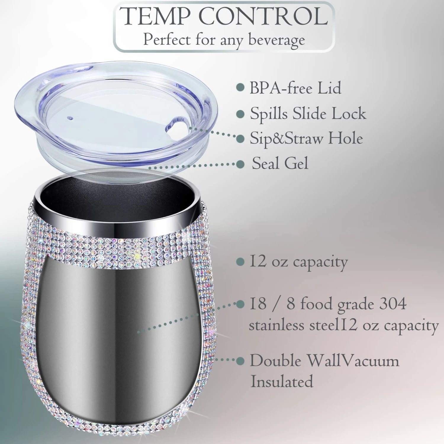 Tumbler Cup Beer Stainless Steel Cup 12oz Stainless Steel Wine With Sealed Lid Vacuum Thermo For Champagne Party