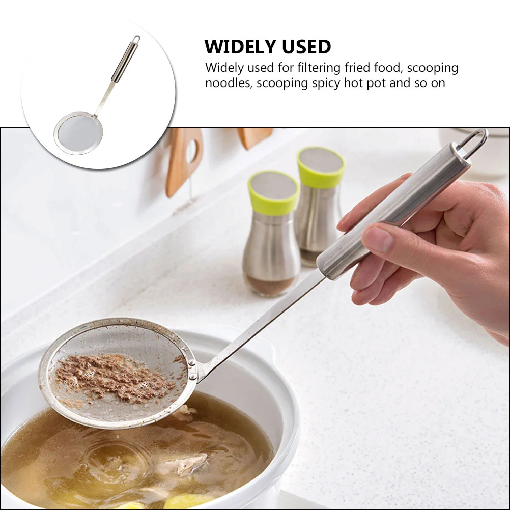 

Stainless Steel Colander Asian Portable Mesh Food Strainer Grease Skimmer Cooking Spider Ladle Metal Noodle