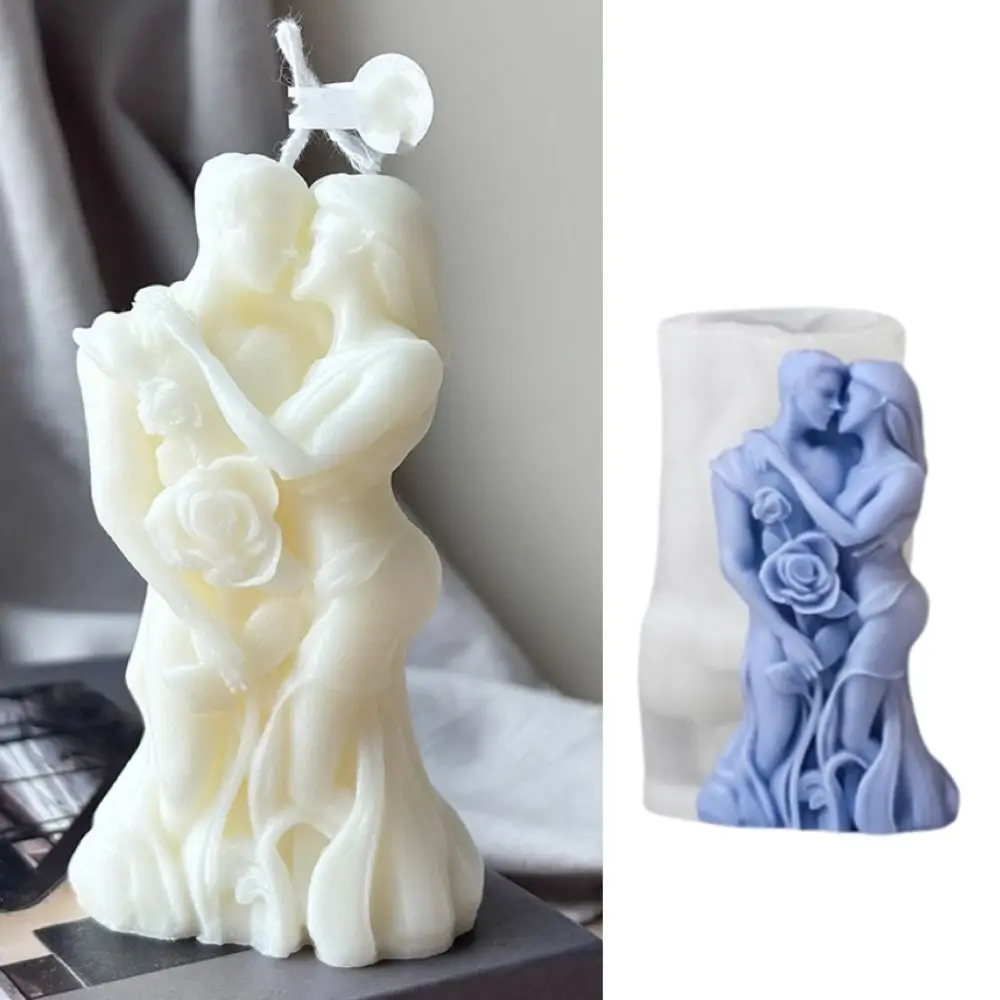 Silicone Valentine's Day Candle Mold Non-slip DIY Plaster Mold Reusable Easy To Demold Couple Aromatherapy Candle Mold