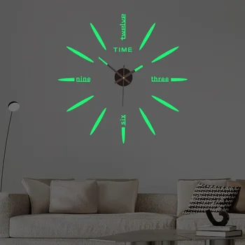 창의적인 심플 DIY 발광 디지털 시계, 펀치 프리 벽 스티커 시계, 사일런트 벽시계, 사무실 거실 벽 장식