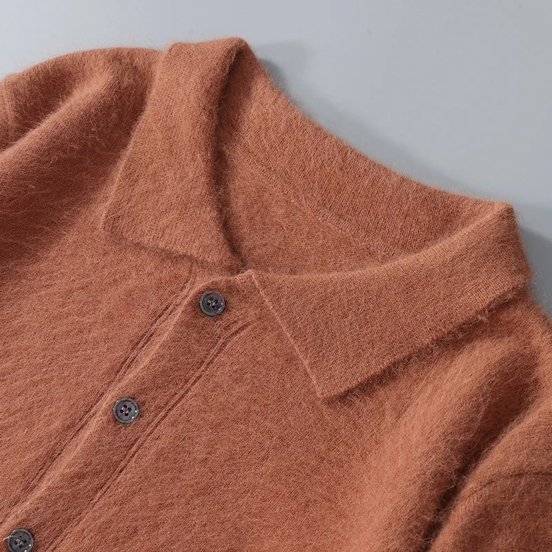 

Mink Cashmere Men's Knitted Cardigan Long Zleeved Woolen Sweater Business Casual Warmth Versatile Base Sweater Autumn Winter