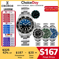 Cronos Automatic Diving Watch Stainless Steel 2000 Meters Water Resistance Professional Diver L6009M