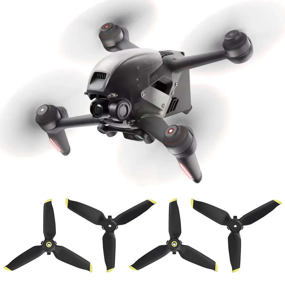 Drone Propeller Drone Propellers Drone Propeller Blades Propeller Replacement Parts 4pcs FPV Combo Drone Three Leaves Propellers for DJI FPV Propeller Quick Release Blade Props Noise Reduction accessoires