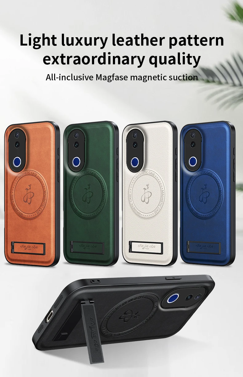 Leather Stand Case with Magnetic Holder and Camera Protector