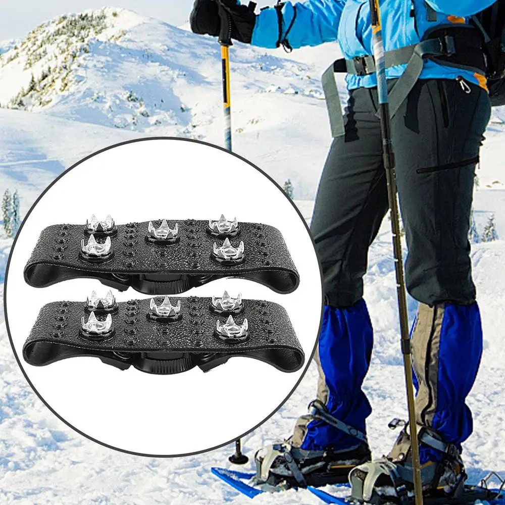  Ice Cleats Traction Crampons Overshoe Ice Snow Anti Slip 5 Claw Ice Traction Cleat for Adult Hiking Mountaineering Fishing