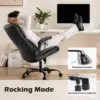 Office High Back PU Leather Executive Computer Desk Lumbar Support Flip up Armrest Gaming Rolling Chair with Wheels Black 6