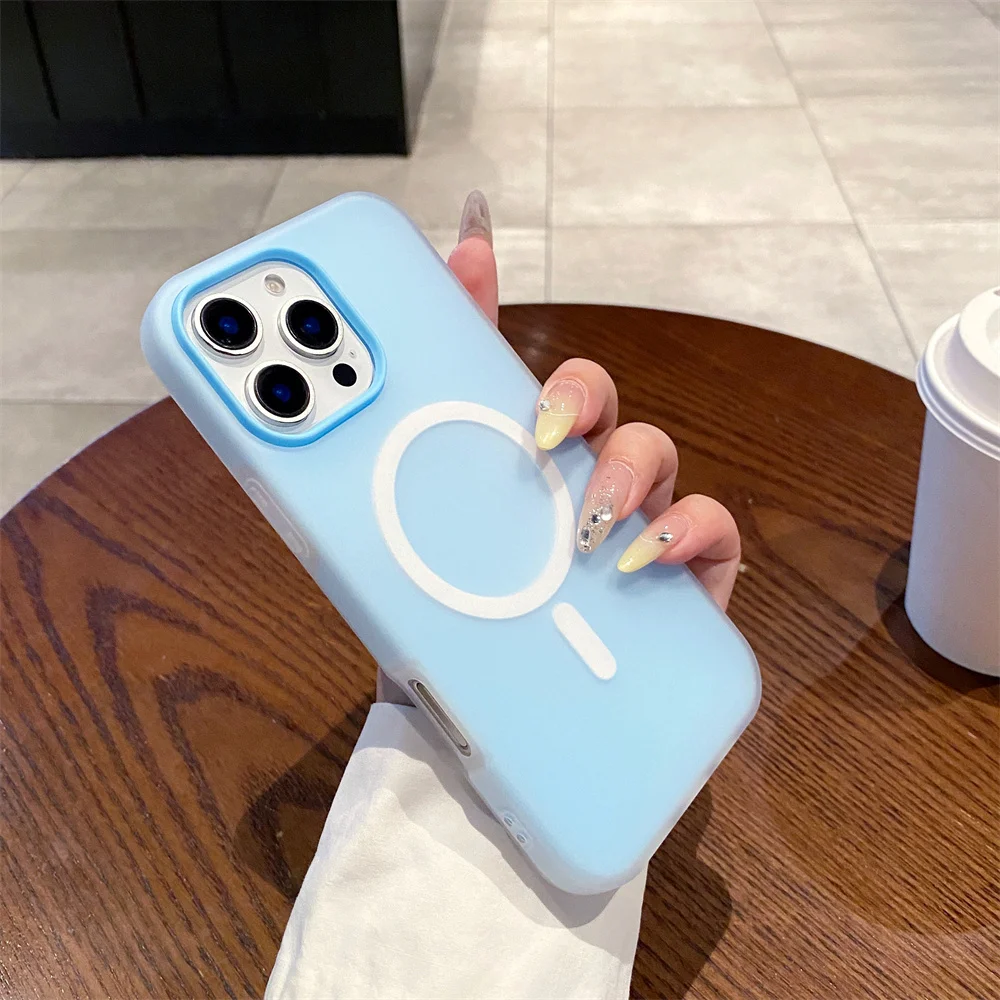 Luxury Candy MagSafe Wireless Charging Matte Phone Case with Magnetic Bumper Cover