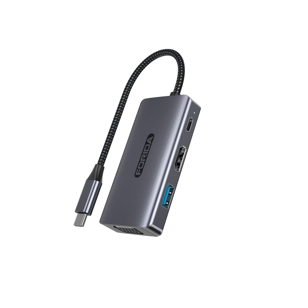 Forida USB C HUB 4 in 1 Ports Dongle with USB 3.0 5Gbps 4K HDMI VGA 100W PD Charging Adapter For MacBook Laptop PC 6
