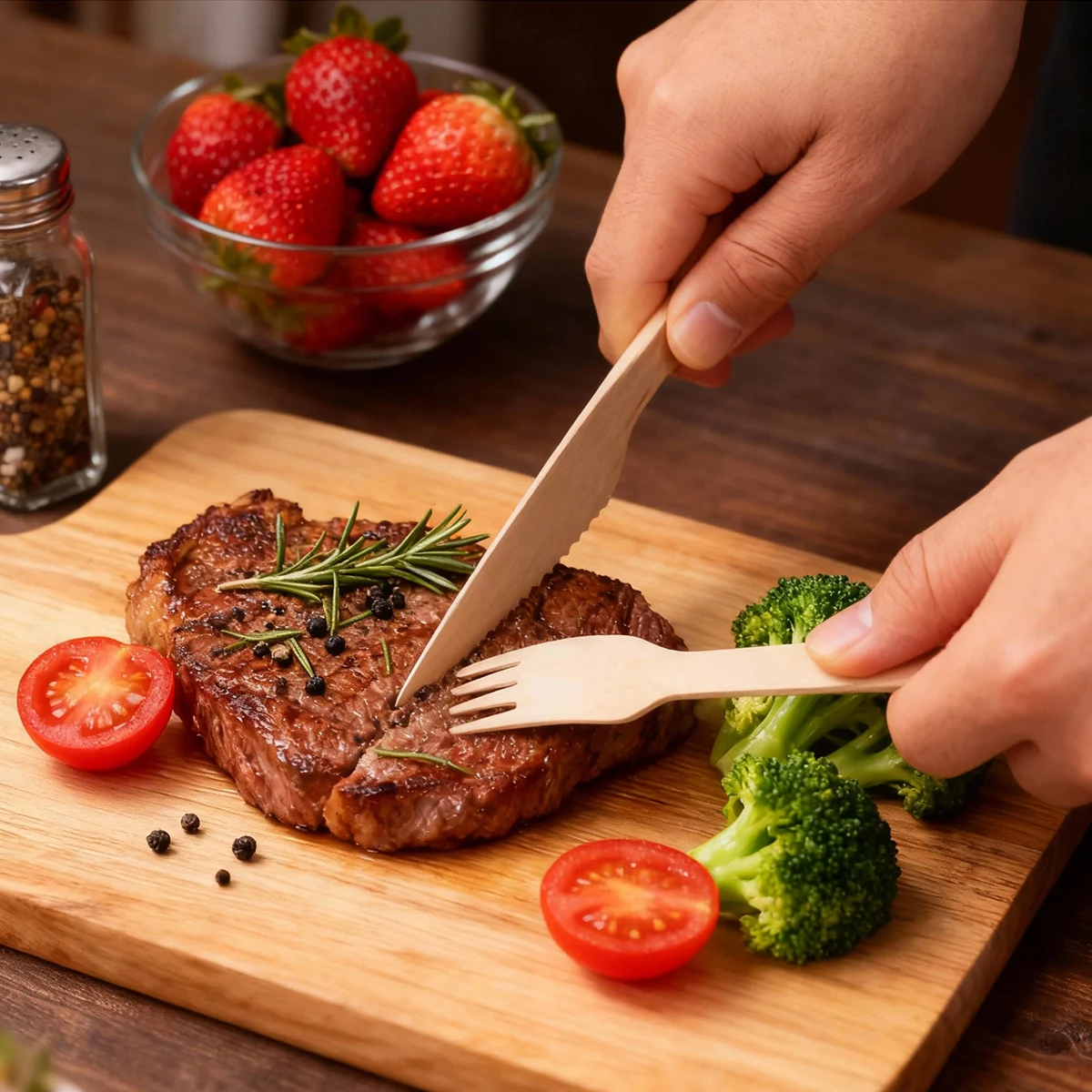 Eco-Friendly Disposable Birch Wood Cutlery Set - 360 Piece Premium Set for Special Events and Celebrations