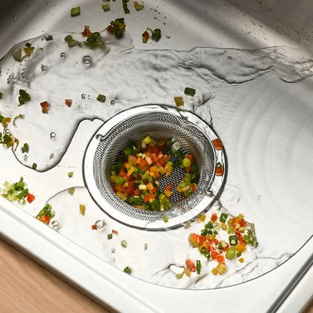 11*2cm Stainless Steel Sink Strainer With Handle Kitchen Sink Stopper Strainer Mesh Sink Sewer Filter Catcher Household Supplies