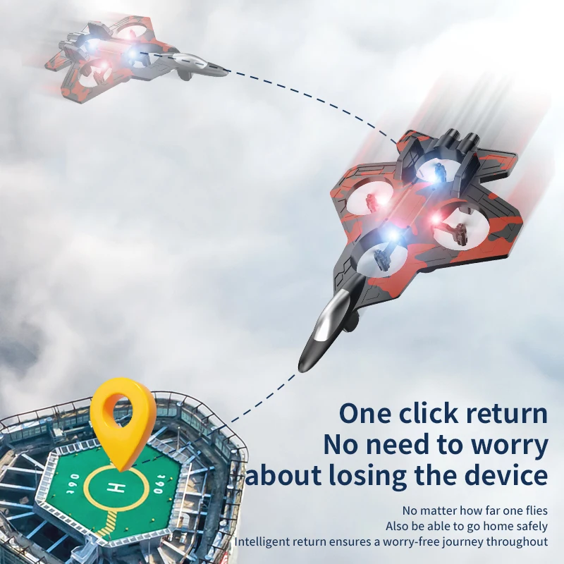 2.4G 무선 조종 전투기 전동 폼 글라이더 스턴트 텀블링 UAV 호버링 헬리콥터 LED 다채로운 조명 항공기 모델