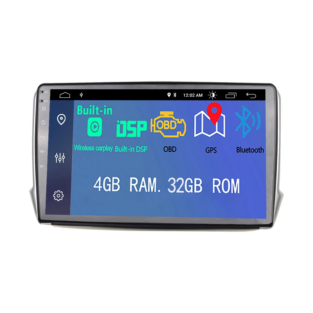 Android 13 Autoradio Lettore Stereo Di Navigazione Wifi Fm Gps Per Peugeot 2008 208 2012 - 2018