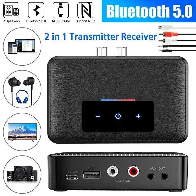 

Bluetooth Adapter NFC BT5.0 Wireless Audio Receiver Transmitter 3.5mm Jack AUX 2 RCA Stereo Sound For Speaker Headset Car