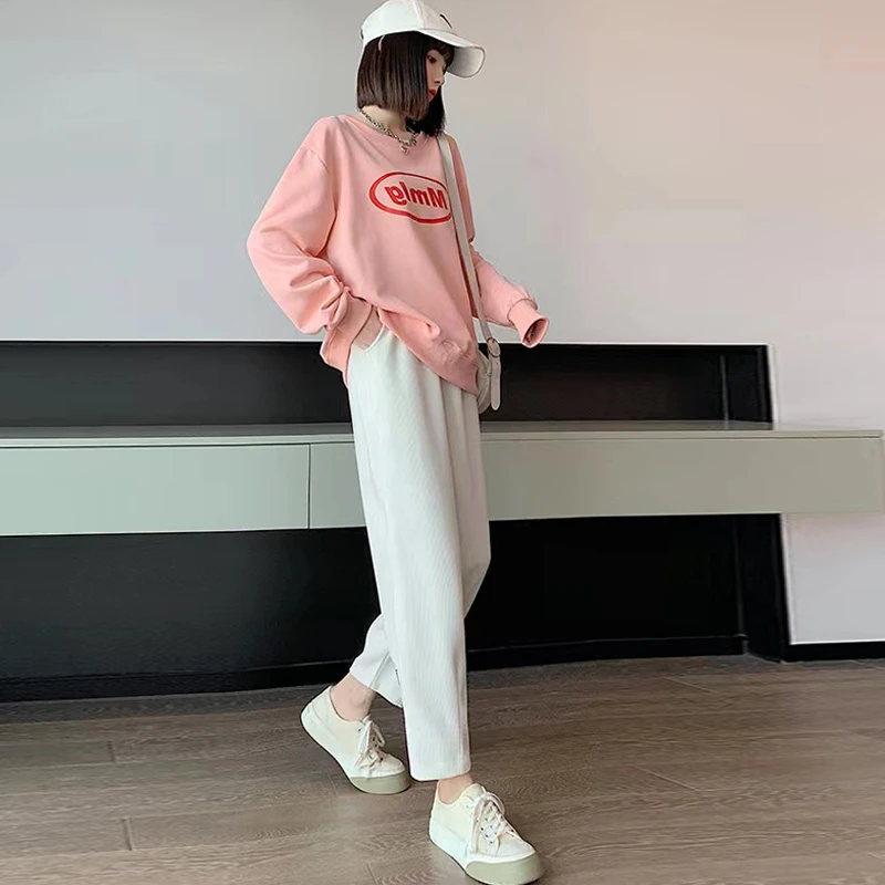 Pregnant Woman Winter Belly Pants Thick Warm High Waist Ankle-length Corduroy Trousers with Fleece Maternity Straight Trousers 3