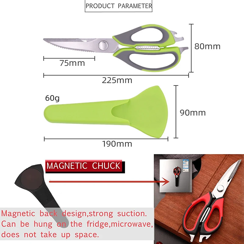 Stainless Steel Household Kitchen Scissors,multi-functional Detachable Magnetic  Scissors,powerful Food Scissors,fridge Scissors - Kitchen Knives -  AliExpress