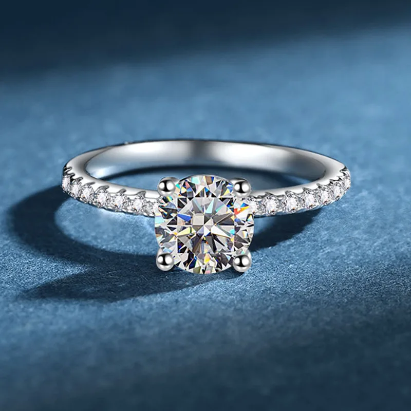 Women's Romantic Ring 1 Carat Moissanite Set in PT950 Platinum Four-Prong Adjustable Band Light Luxury Jewelry Choice 1