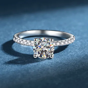 Women's Romantic Ring 1 Carat Moissanite Set in PT950 Platinum Four-Prong Adjustable Band Light Luxury Jewelry Choice 1