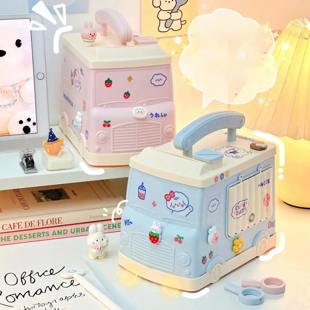 Children Piggy Bank Cartoon Car Shape Large Capacity Coin Saving Jar Plastic Money Box with Lock Xmas New Year Gift