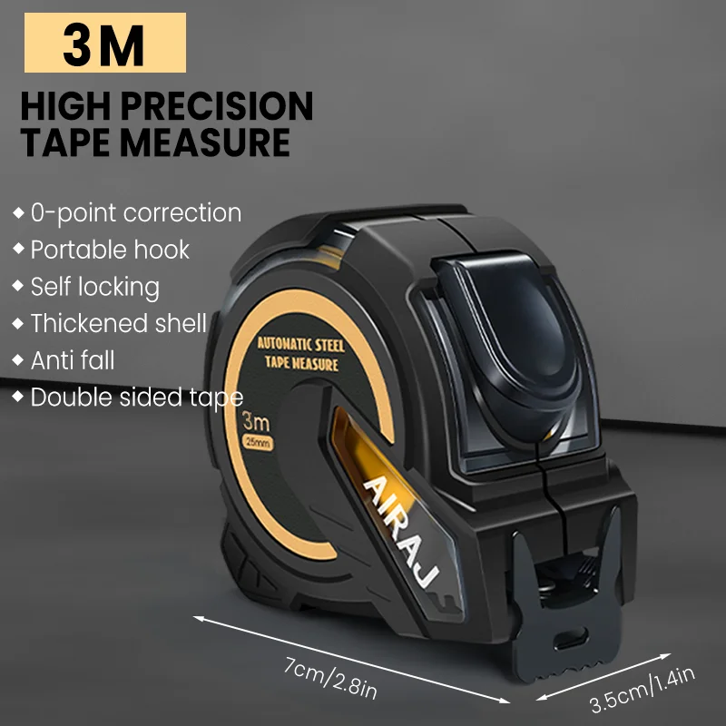 AIRAJ 3M to 10M Metric and imperial system Self-Locking Tape Measure , High - Precision Straightedge Measuring Tool Hand Tool