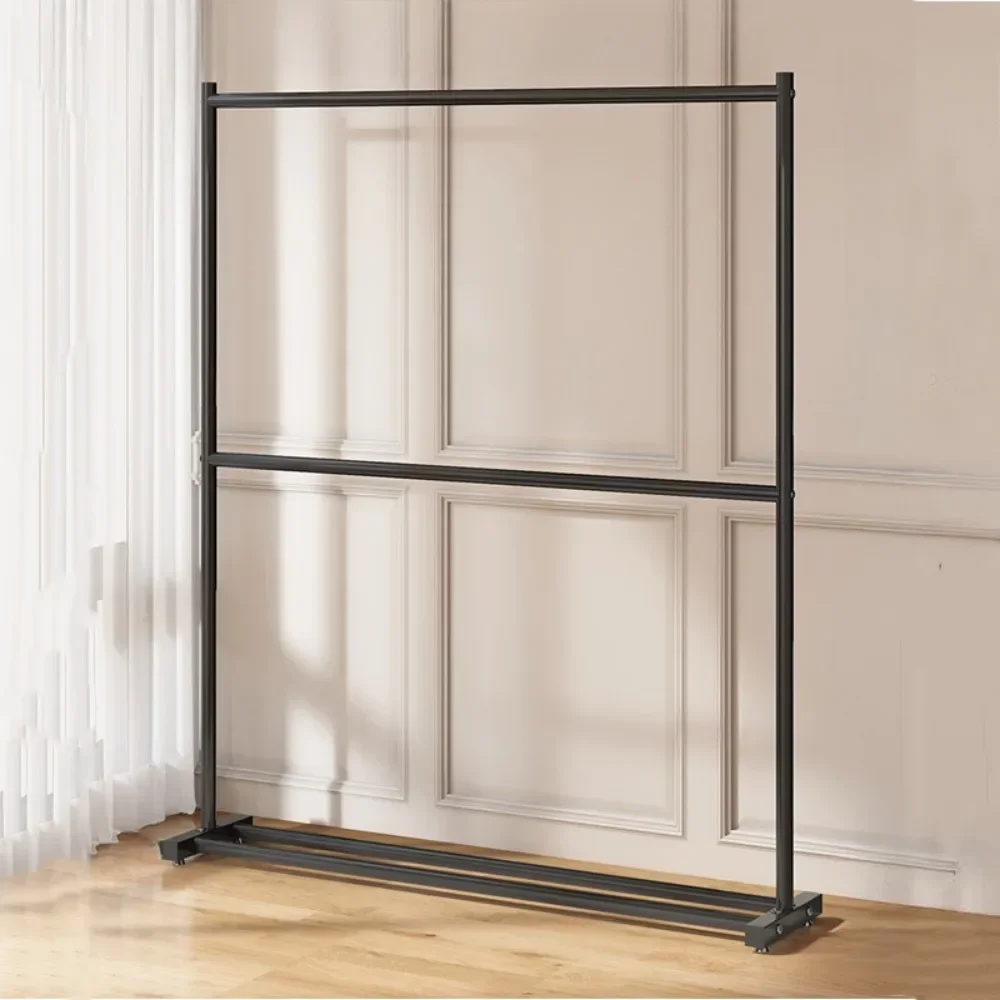 Clothes Rack Simple Living Room Wardrobe With Wheels Floor Hanger Double Layers Movable Household Furniture Rolling Coat Hanger