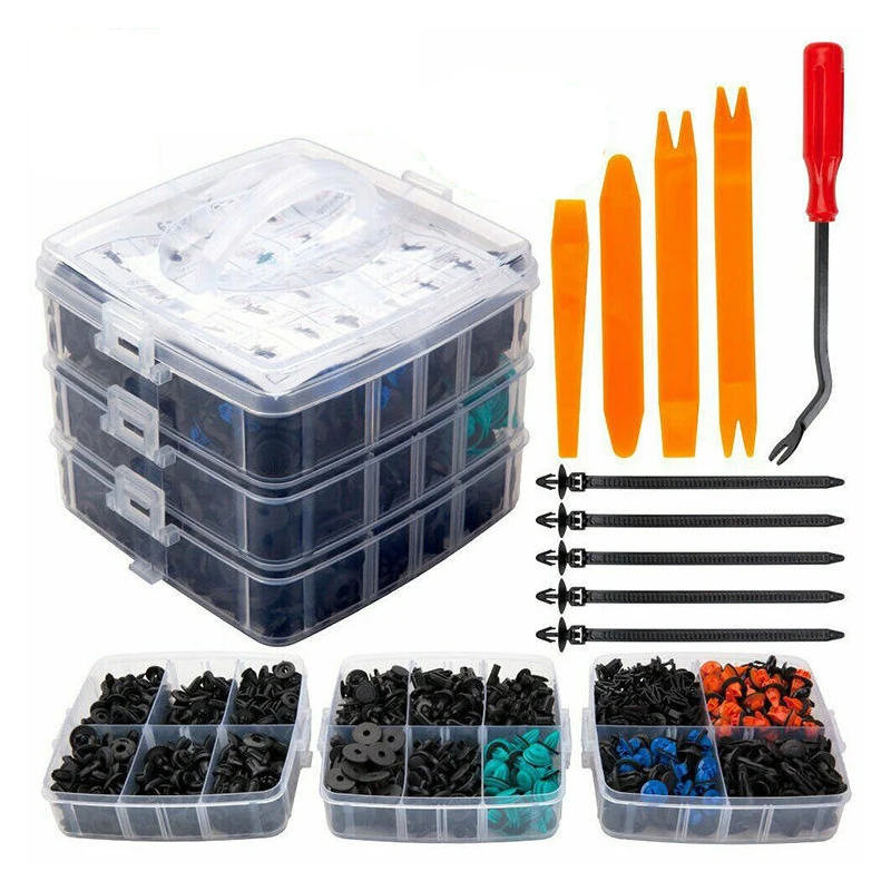 Car Plastic Fastener Clips Set With Box Mixed Auto Body Push Retainer Pin Rivet Bumper Door Trim