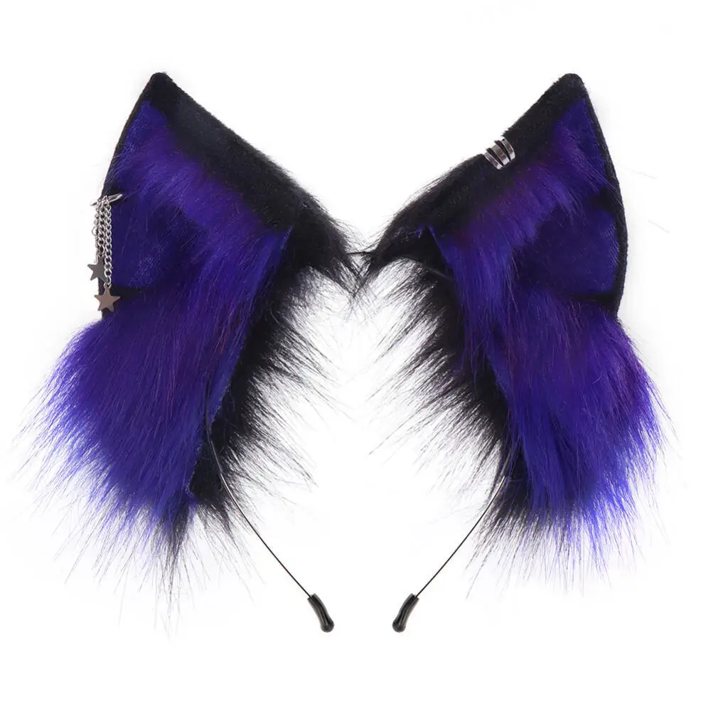 Halloween Cosplay Accessories Animal Furry Ears Headband Plush Realistic Fox Ears Anime Convention Live Stream Cat Headpiece